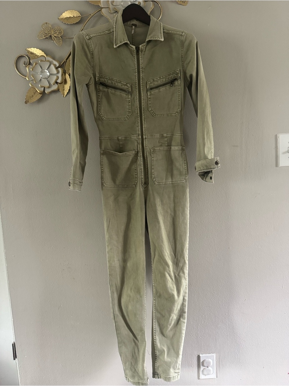 Tree People Olive Utility Zip-Front Jumpsuit